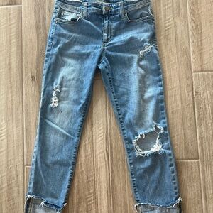 Joe's Jeans Blue Cropped Distressed Ankle Jeans